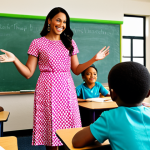 Classroom Leadership**

"A professional female teacher in modest, colorful attire, leading a diverse group of fully clothed elementary school students in a bright and cheerful classroom. The environment is filled with educational posters and learning materials. Safe for work, appropriate content, perfect anatomy, natural proportions, family-friendly, professional setting, well-formed hands."

**