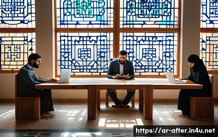 방과후지도사와 스트레스 관리법 - A serene office environment designed for Arabic-speaking after-school activity supervisors, featurin...